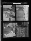 Jury feature; Patrolman with driving safety sign; Typewriter; Man, woman, and child in office (4 Negatives), January - April 1958, undated [Sleeve 3, Folder f, Box 14]